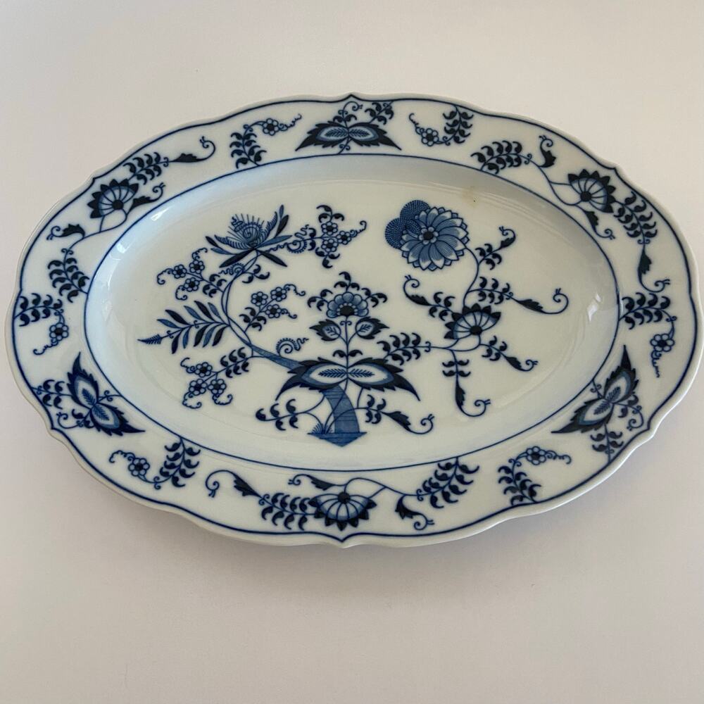 Blue Danube Oval Platter 12" Vintage Japan Blue Onion Porcelain Square Mark